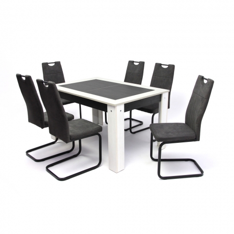Alina asztal 135-ös Bianco/Nero + 6 db Torino szék