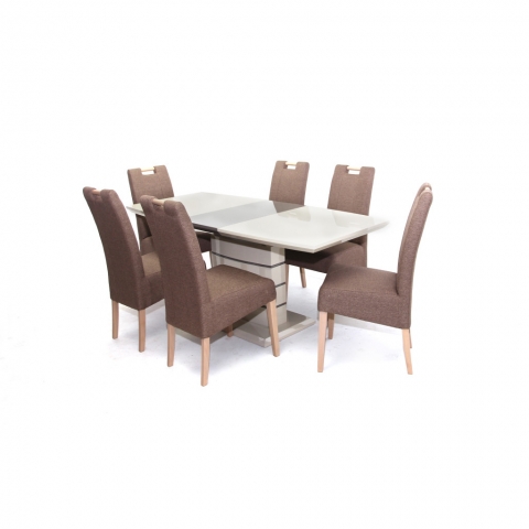 Aurél asztal 140-es Cappuccino/Barna + 6 db Atos szék