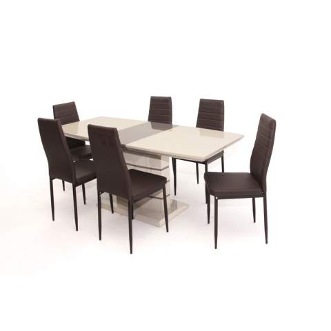 Aurél asztal 140-es Cappuccino/Barna + 6 db Geri szék