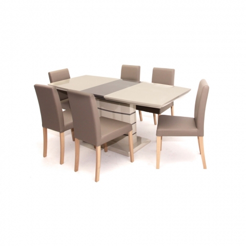 Aurél asztal 140-es Cappuccino/Barna + 6 db Kanzo szék