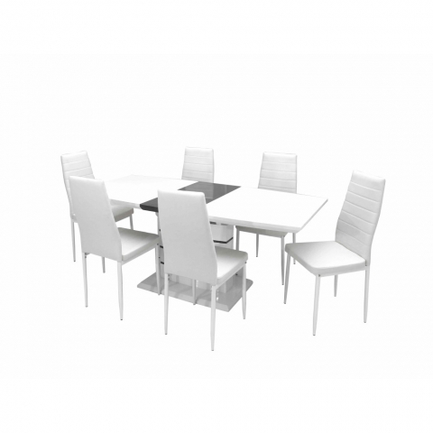 Aurél asztal 140-es Fehér/Szürke + 6 db Geri szék