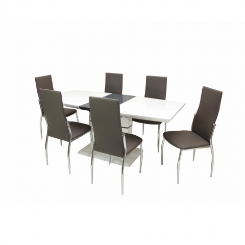 Aurél asztal 140-es Fehér/Szürke + 6 db Toni szék